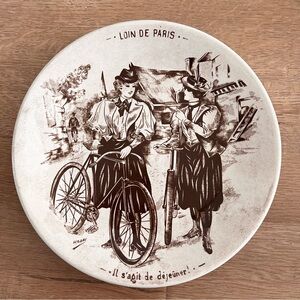 RARE SARREGUEMINES D. V LOIN‎ DE PARIS FRANCE BREAKFAST DEJEUNER PLATE Vtg 7.5”